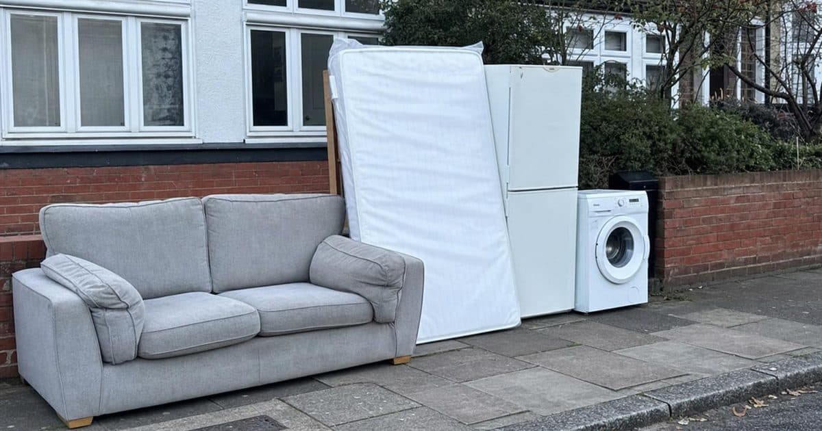 Bulky household items ready for collection outside a home in Bromley